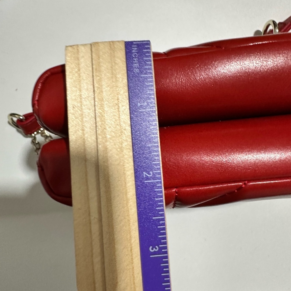 Love Moschino Red Quilted Crossbody Bag Double Zip NWT - Picture 10 of 14